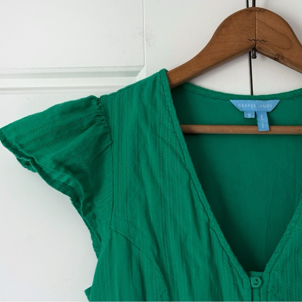 Draper James Tiered Midi Dress Womens 2 Kelly Green Lainey Textured Lined - Picture 4 of 16